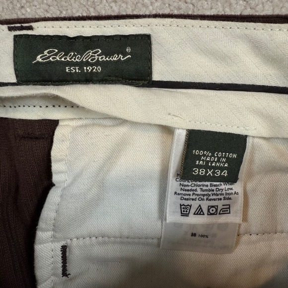 Eddie Bauer Mens Brown Corduroy Pants Classic Fit 38x34 Casual Trousers - Picture 6 of 9